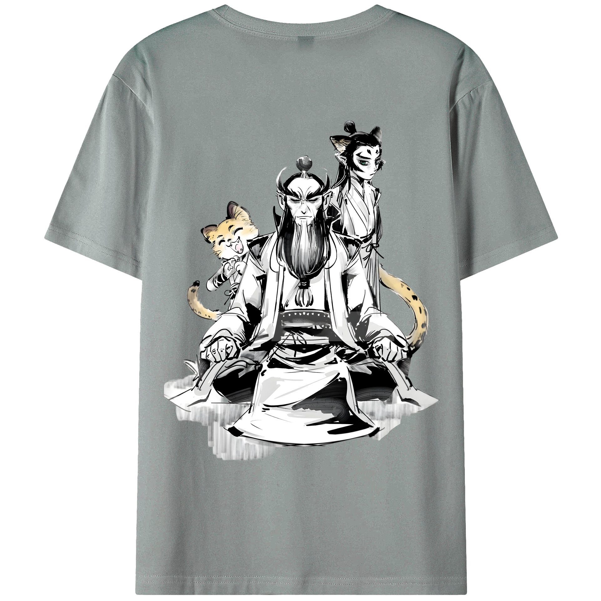 （画像用） Ne Zha 2 ナタ 魔童の大暴れ 綿100％ メンズ半袖Tシャツ（バックプリント） 通気性